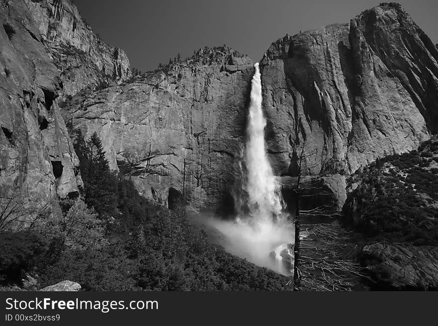 Yosemite Fall in Spring (B&W)