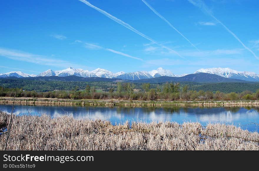 Landscape of mountains and river in kootenay national park, alberta, canada. Landscape of mountains and river in kootenay national park, alberta, canada