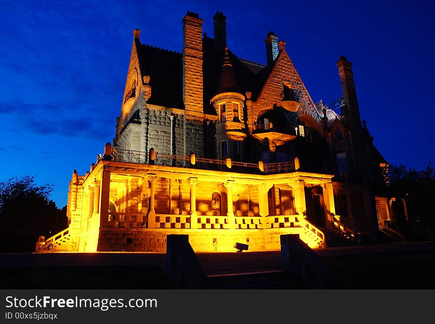 Night scene of castle in city victoria