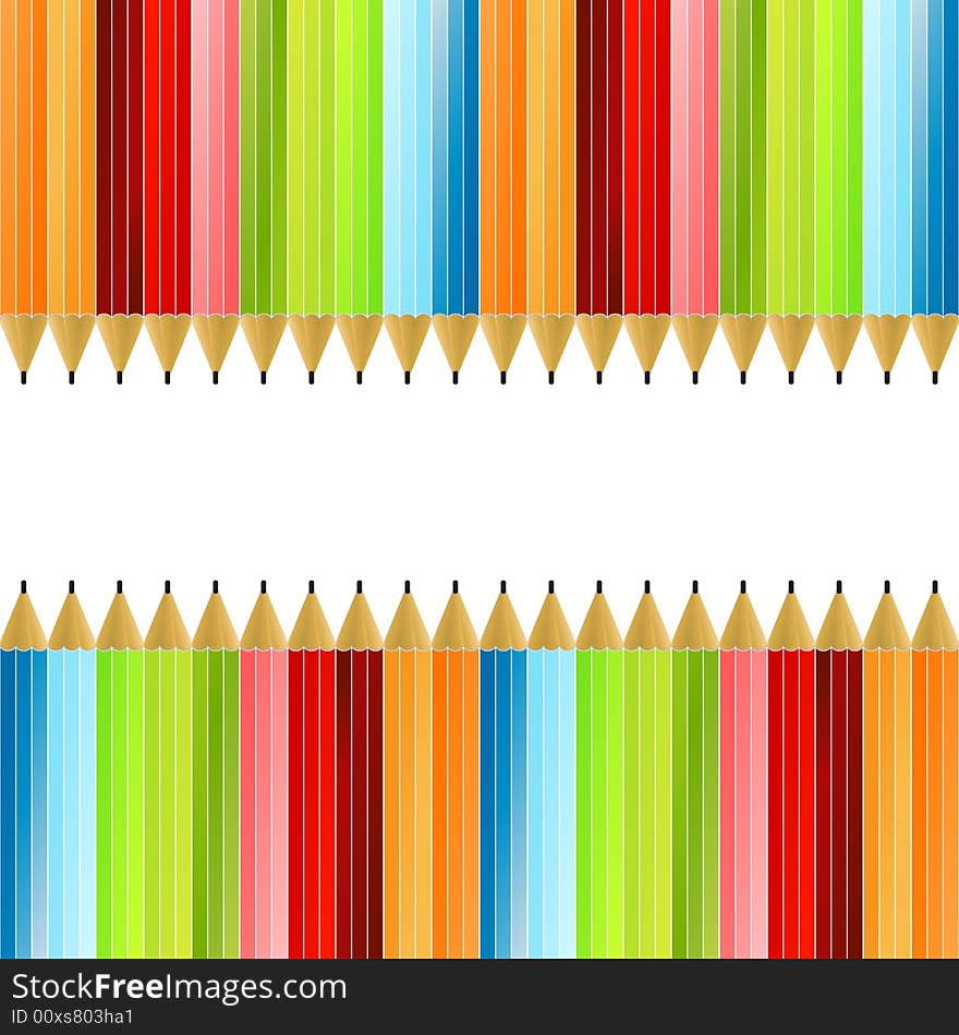 Vector illustration of a colorful background made of colored pencils. Vector illustration of a colorful background made of colored pencils.