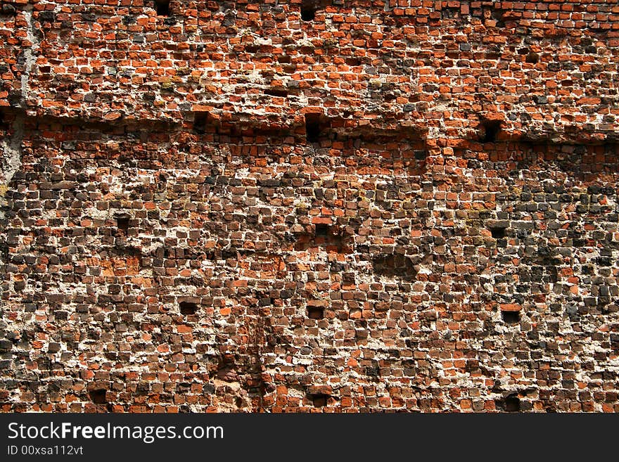 Old brick wall texture on sunlight