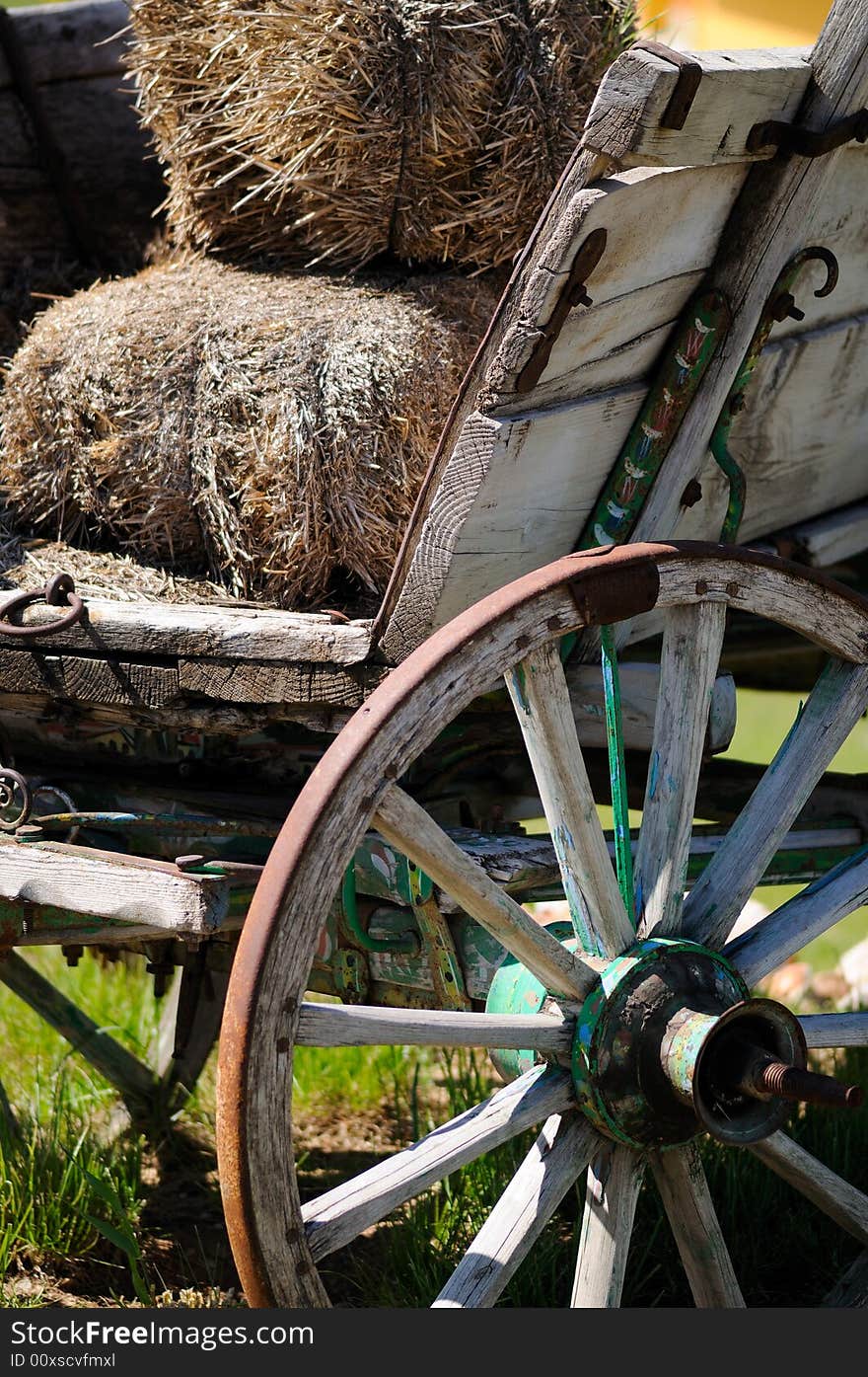 Wooden cart loaded with hay