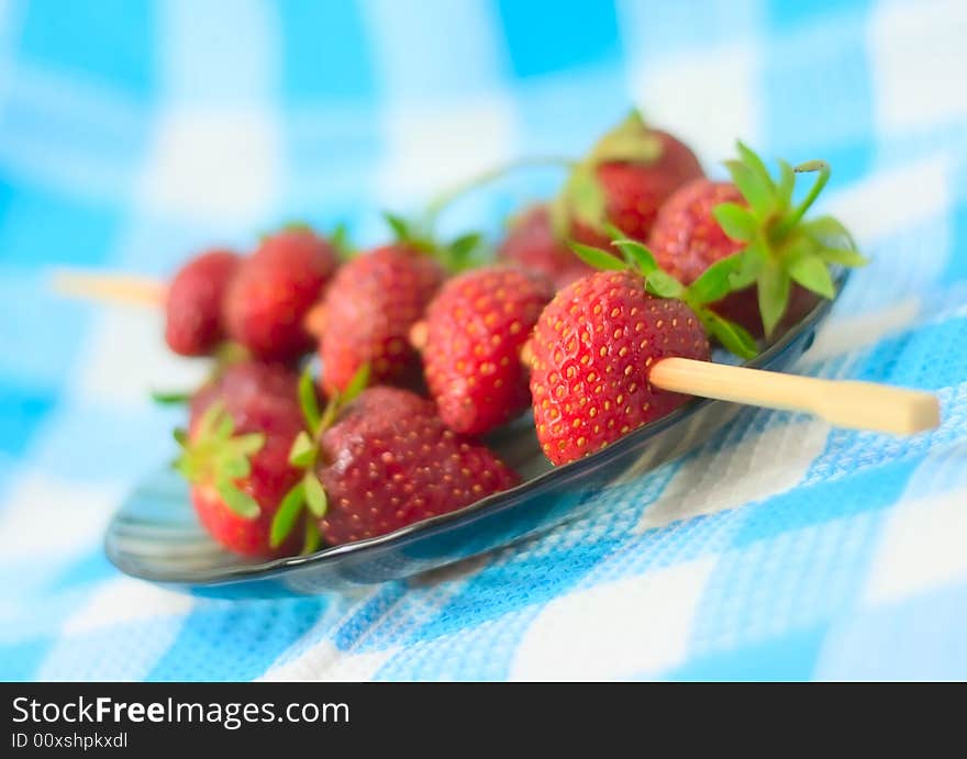 Strawberry barbecue on plate for your design