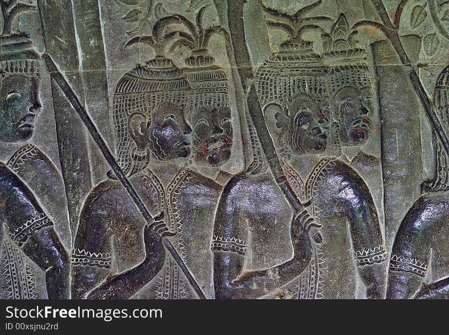 Cambodia; Angkor wat; bas reliefs