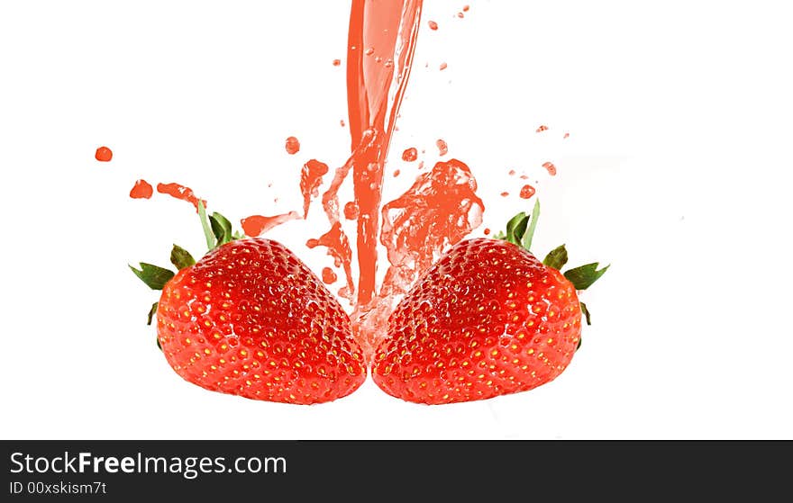 Fresh juicy strawberries isolated on white background