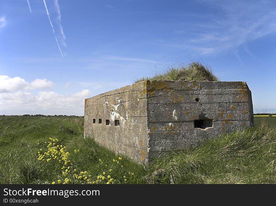 World war II machine gun post on the East Yorkshire coast, England - never used in anger