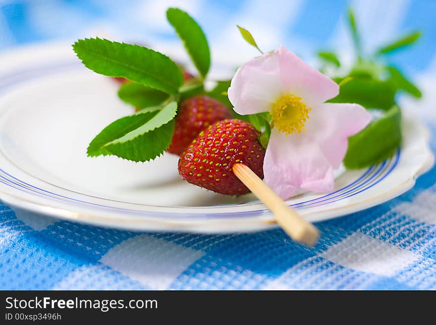 Strawberry barbecue on plate for your design