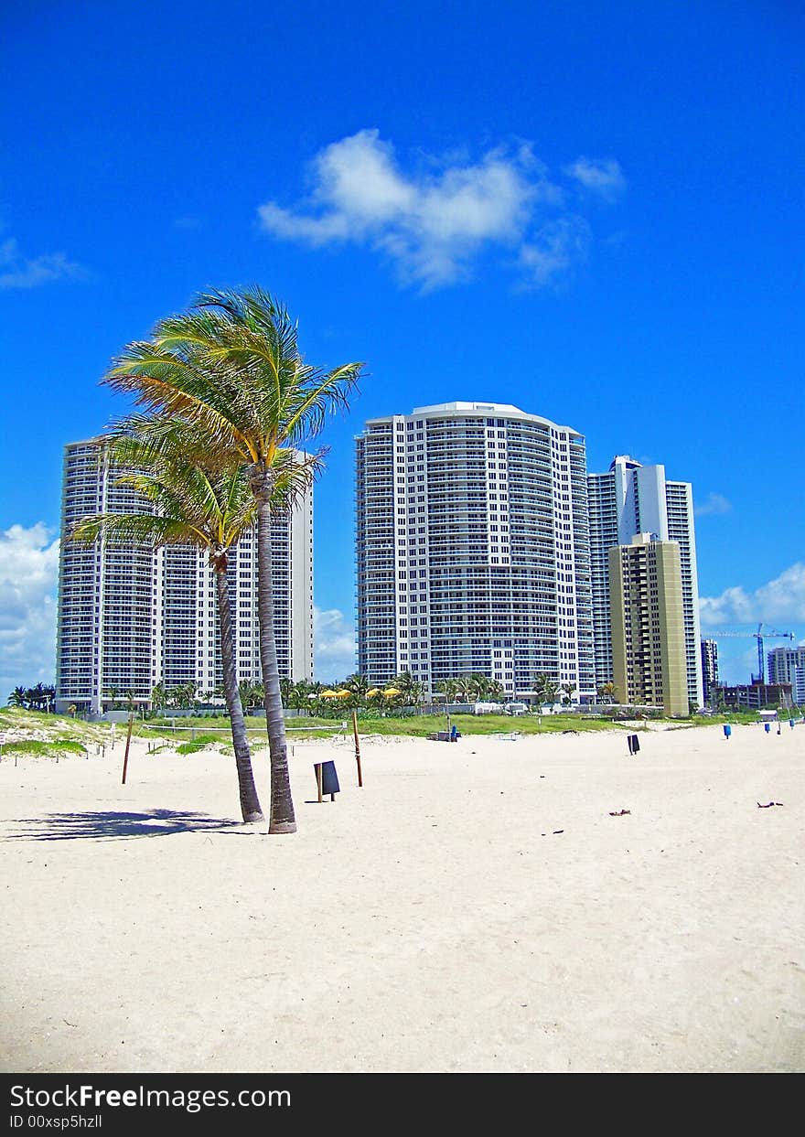 A cluster of Condos on a Florida beach. A cluster of Condos on a Florida beach