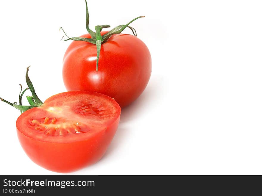 Nice fresh isolate tomatoe over white. Nice fresh isolate tomatoe over white