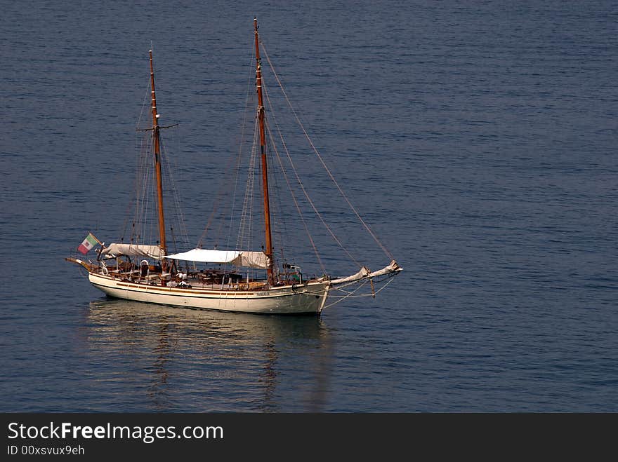 A boat in Sorrento's bay, Europe, Italy, Campania. A boat in Sorrento's bay, Europe, Italy, Campania