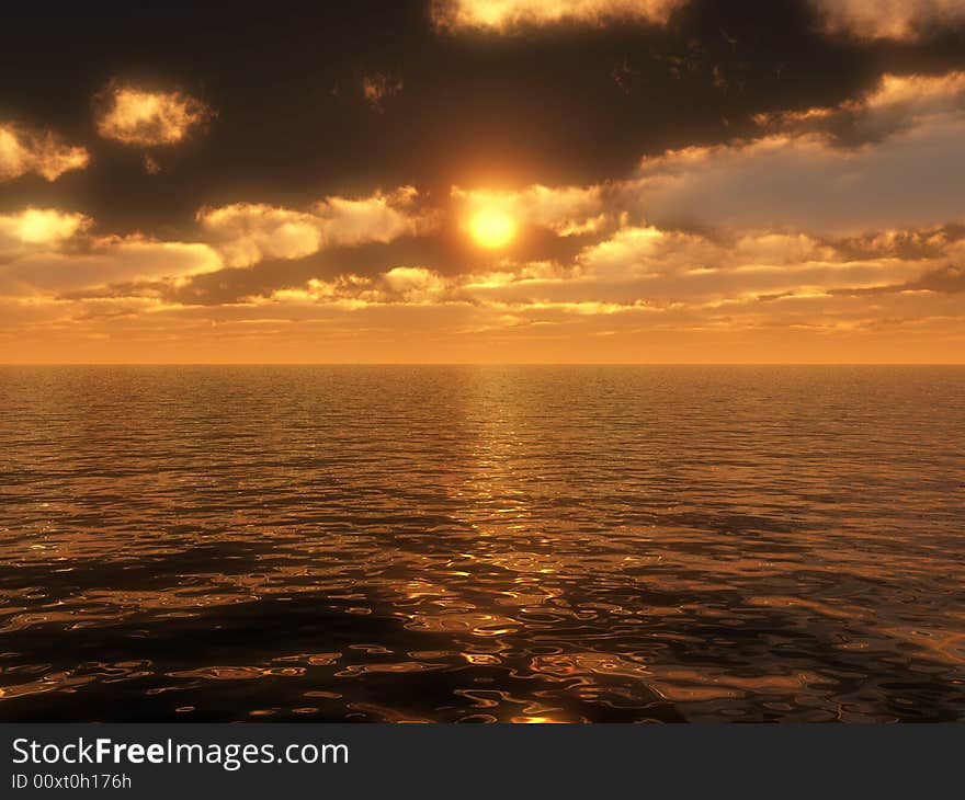 An image of an tranquil and tropical ocean or lake sunset. An image of an tranquil and tropical ocean or lake sunset.