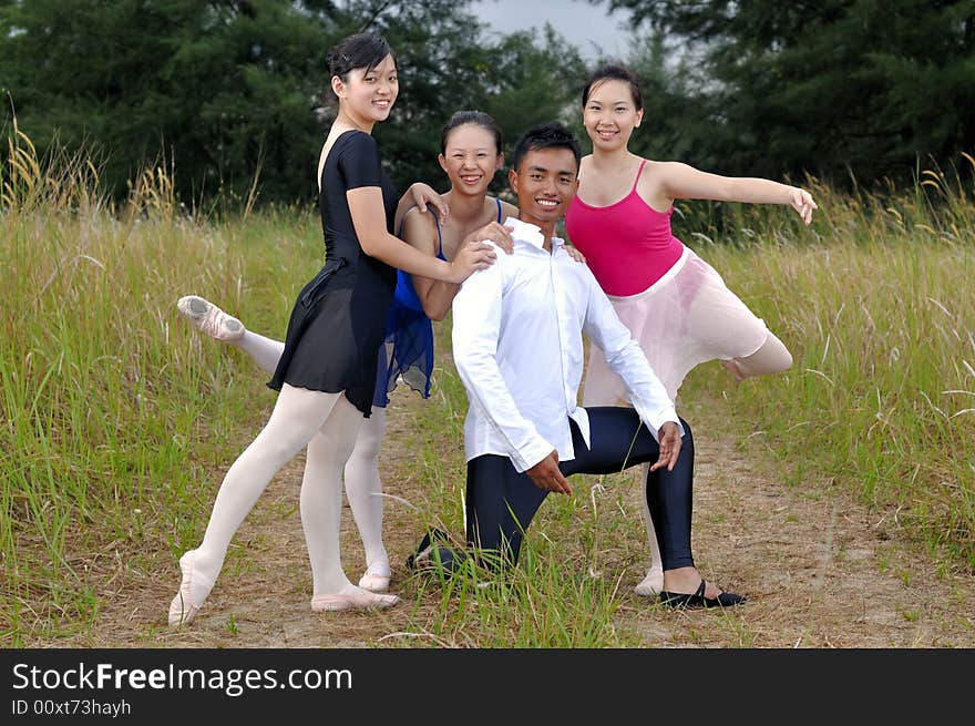 Ballerinas performing in the outdoors. Ballerinas performing in the outdoors