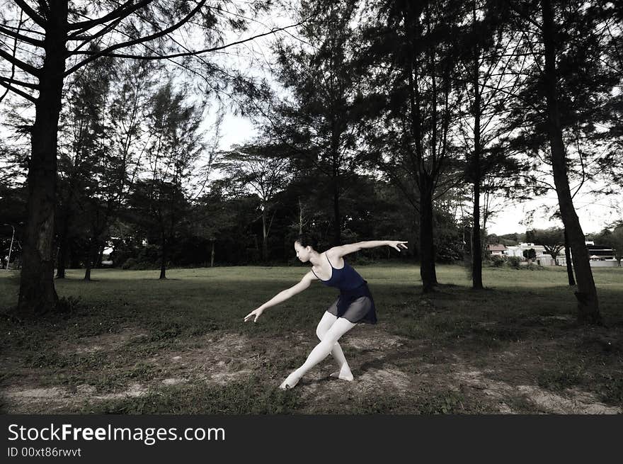 Ballerina performing in the outdoor. Ballerina performing in the outdoor