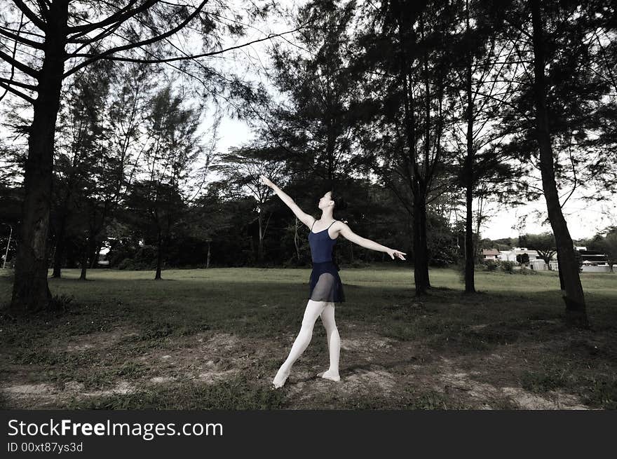 Ballerina performing in the outdoor. Ballerina performing in the outdoor