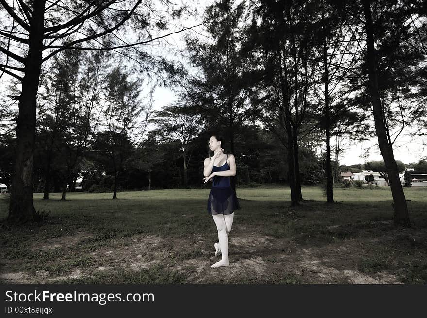 Ballerina performing in the outdoor. Ballerina performing in the outdoor