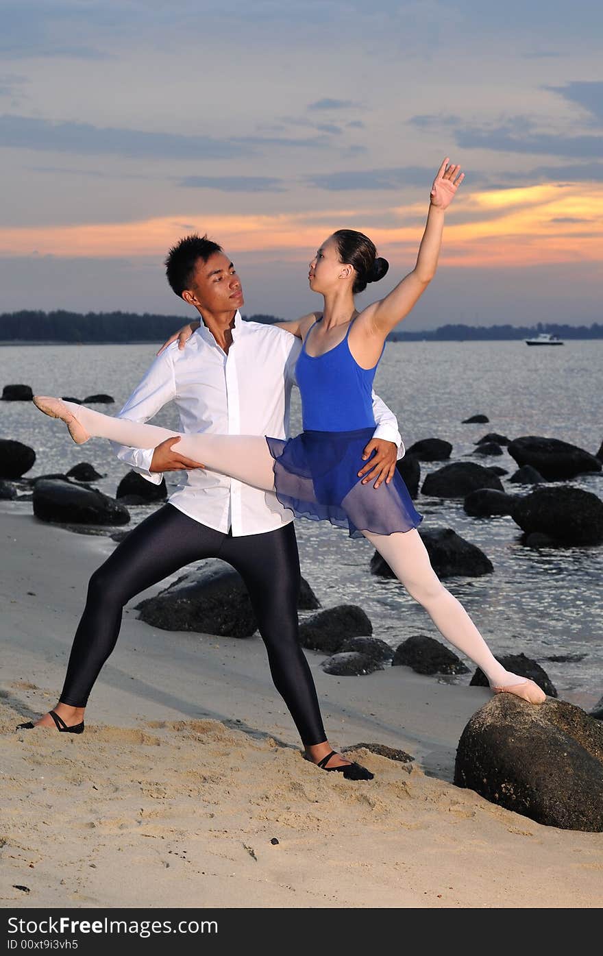 Ballet perfomed by the sea. Ballet perfomed by the sea