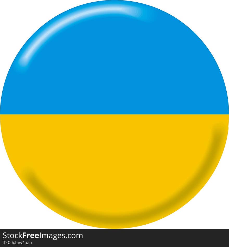 Art illustration: round medal with the flag of ukraine