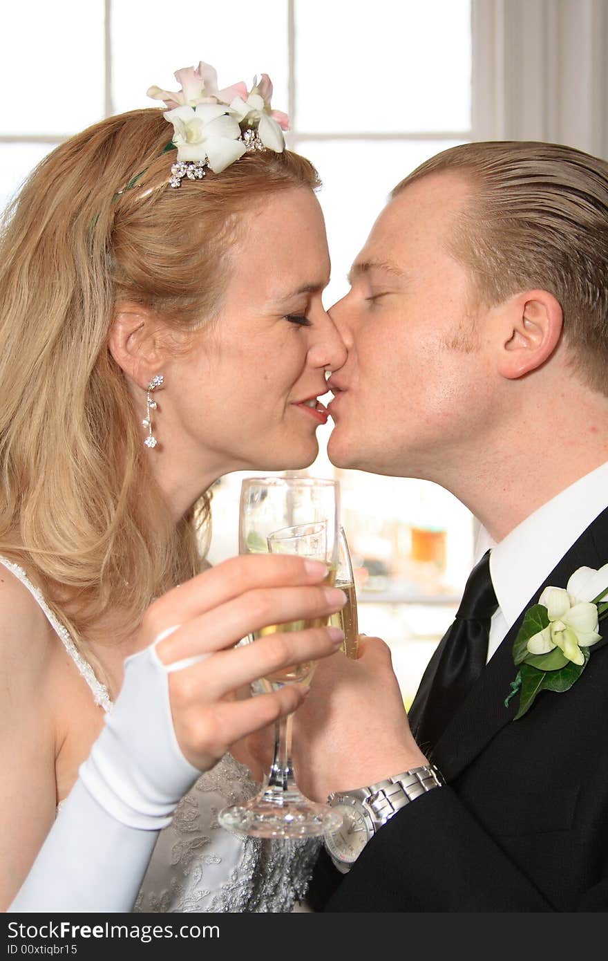 Bride and Groom Toasting Champaign