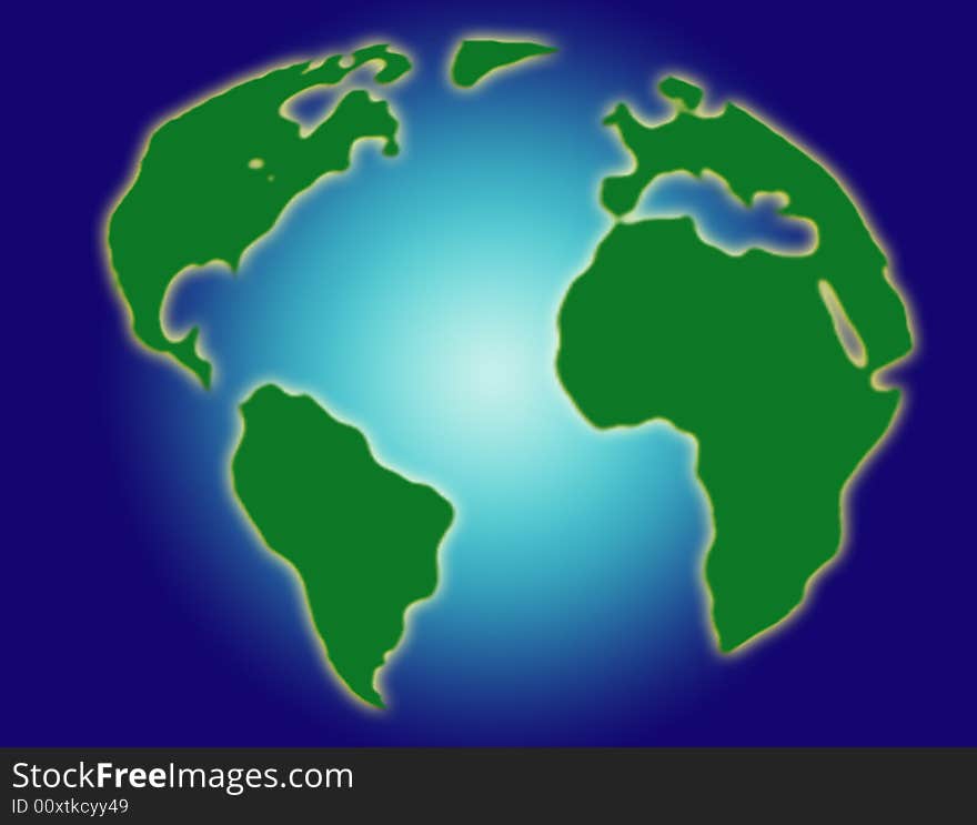 Earth with green land and blue surrounding