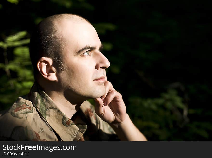 Serious Man In The Summer Forest