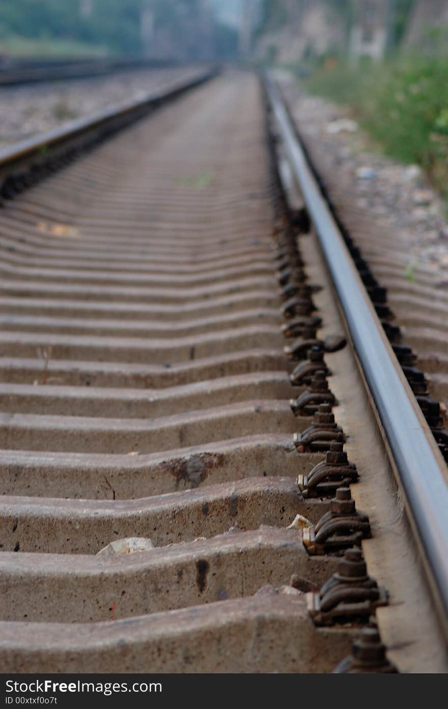 A section of very straight railtrack. A section of very straight railtrack.