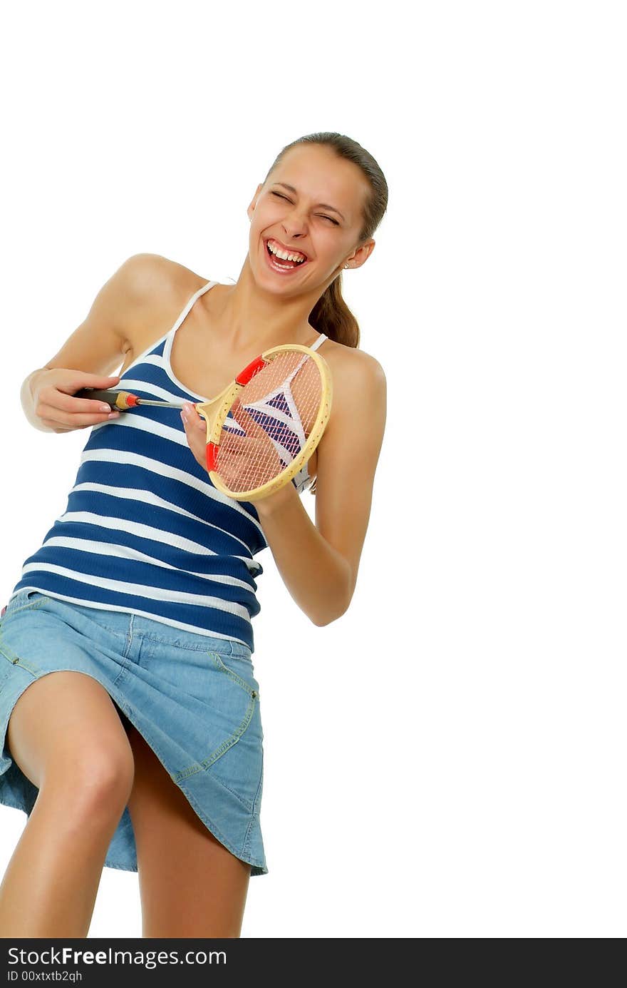 The young girl excitedly goes in for sports