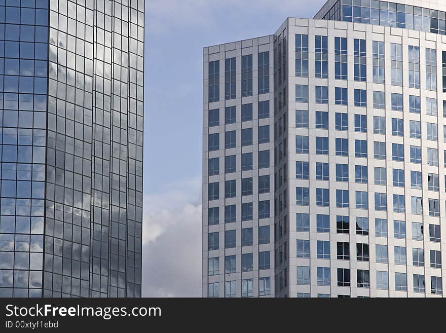 Modern architecture and office buildings in a growing downtown area