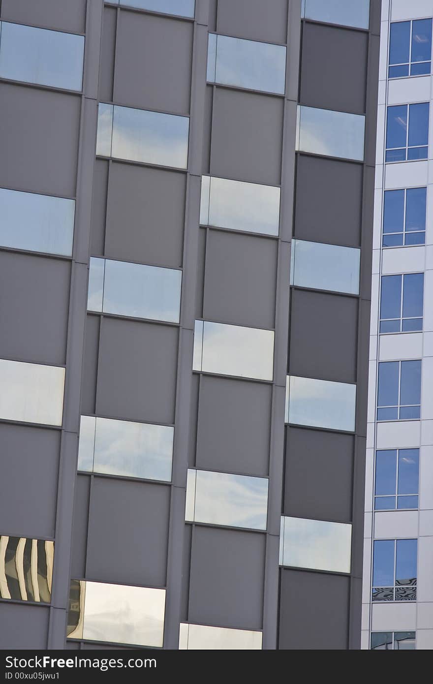 Modern downtown office buildings in a Seattle suburb