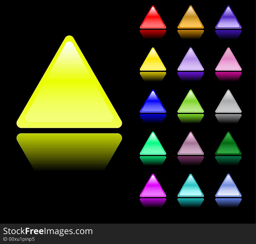 Many color triangles on black