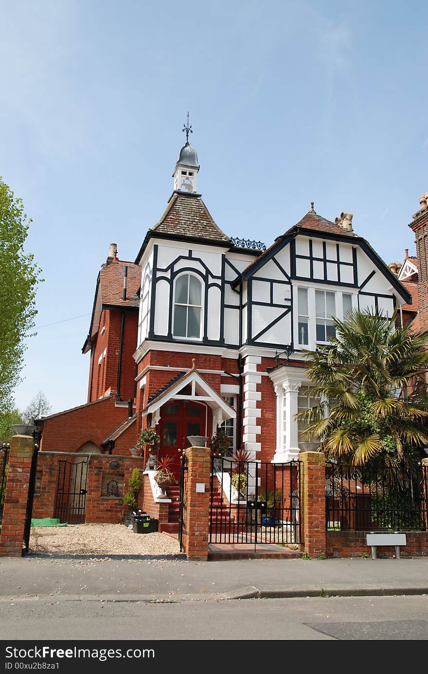 Old Victorian Gothic style house with a mock bell tower