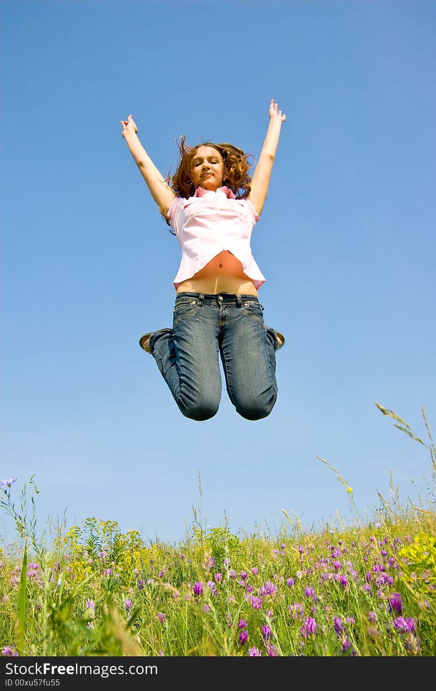 Photo of a girl jumping in air