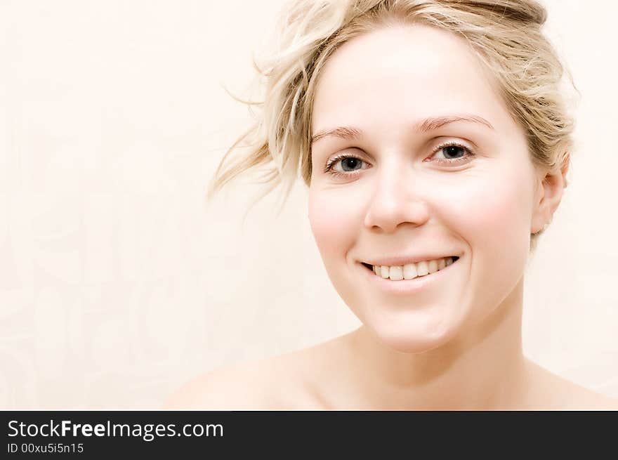 Girl smiling on white background