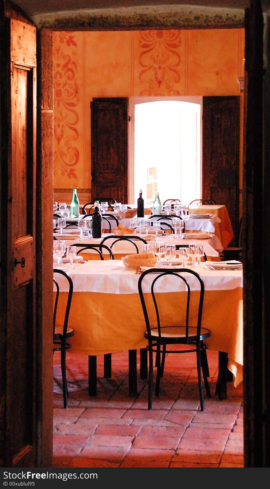 Tabels in an Italian countryside restaurant. Tabels in an Italian countryside restaurant