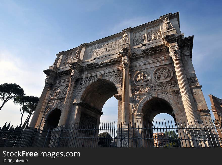 Photo of an archway in the city of rome near to th colosseum. Photo of an archway in the city of rome near to th colosseum