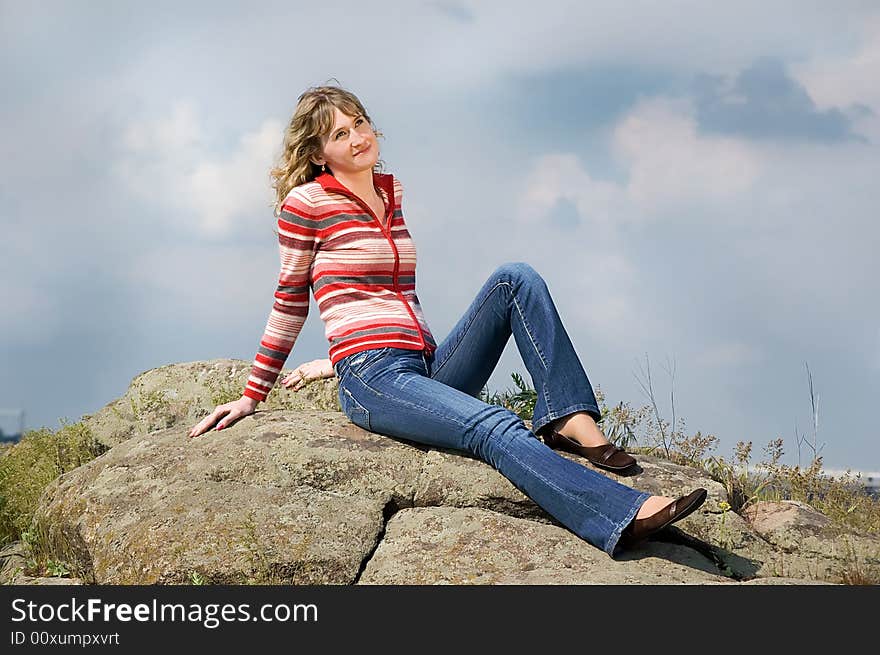 Girl on stone