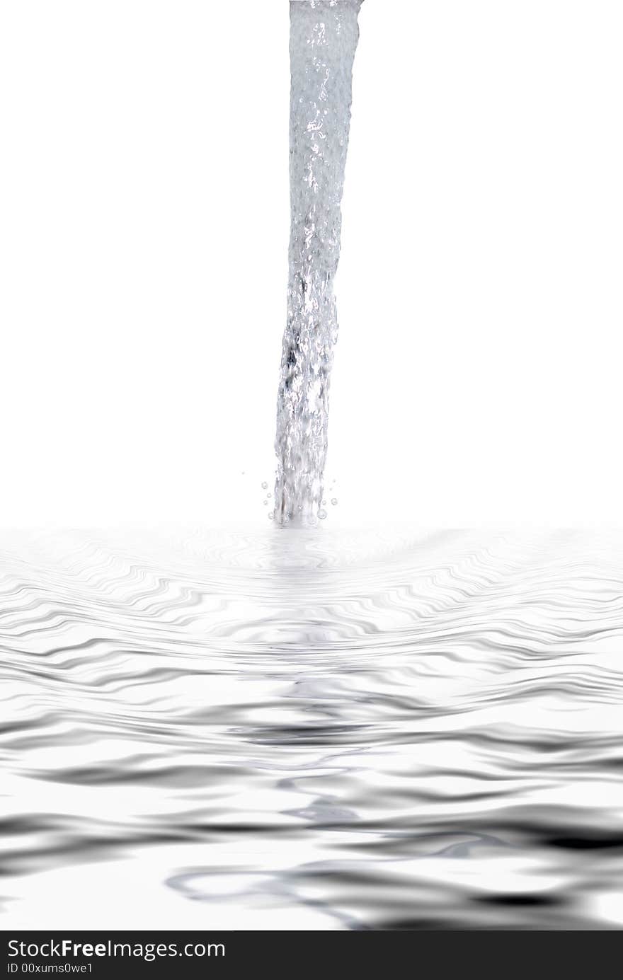 Stream of water poured into water. Stream of water poured into water