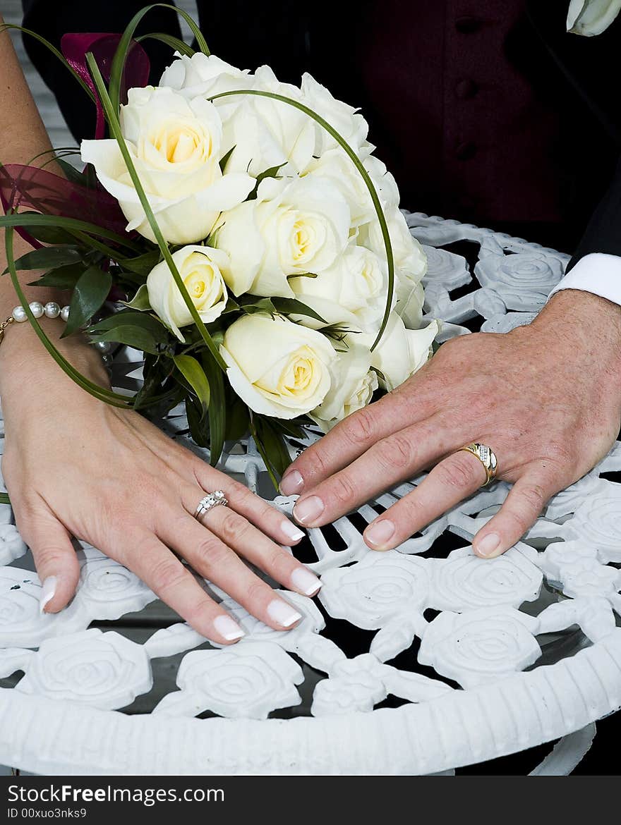 Just married couple showing their rings. Just married couple showing their rings