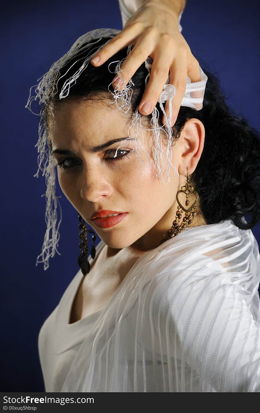 Portrait of hispanic flamenco dancer woman. Portrait of hispanic flamenco dancer woman