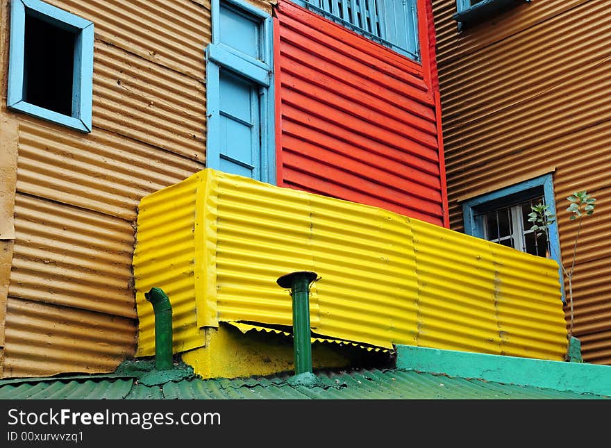 A typical coloured house found in the barrio of la boca, beunos aires, argentina. A typical coloured house found in the barrio of la boca, beunos aires, argentina