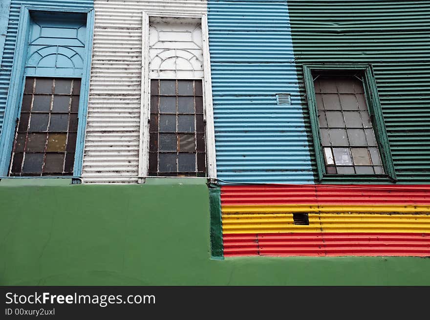 A typical coloured house found in the barrio of la boca, beunos aires, argentina. A typical coloured house found in the barrio of la boca, beunos aires, argentina