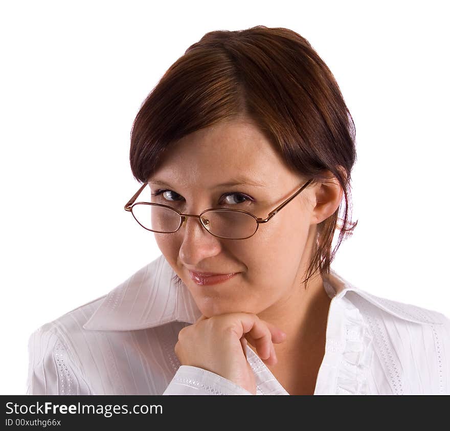 Businesswoman on the white background. Businesswoman on the white background