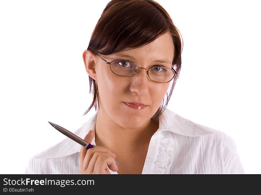 Businesswoman on the white background. Businesswoman on the white background