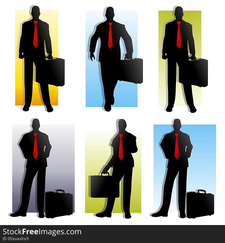 6 Businessman Silhouettes