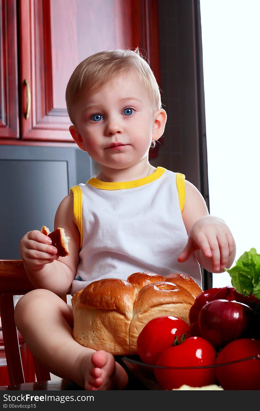 Beautiful baby. Shot in an interior. Beautiful baby. Shot in an interior.