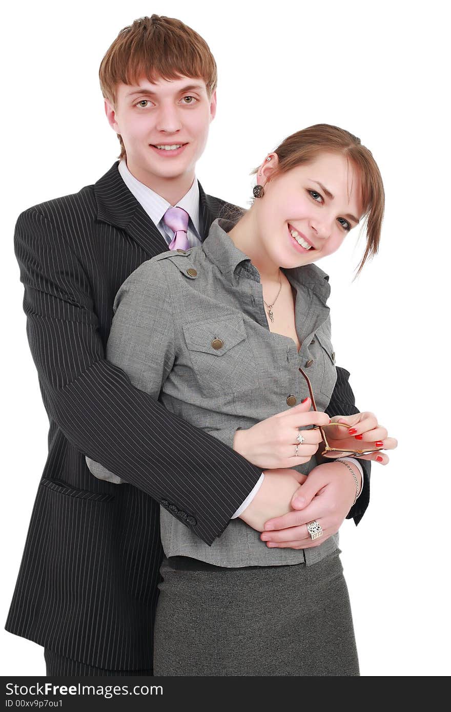 Group of business people working together. Shot in studio. Group of business people working together. Shot in studio.