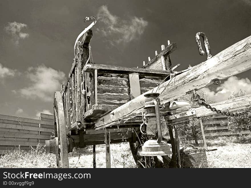 Old wooden carriage remanding far west times. Old wooden carriage remanding far west times