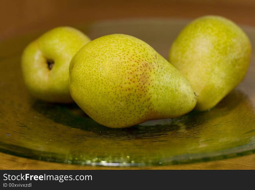 Tree pears on a plate