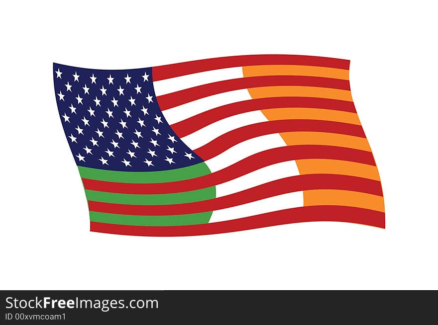 U.S. & Irish Flags Combined