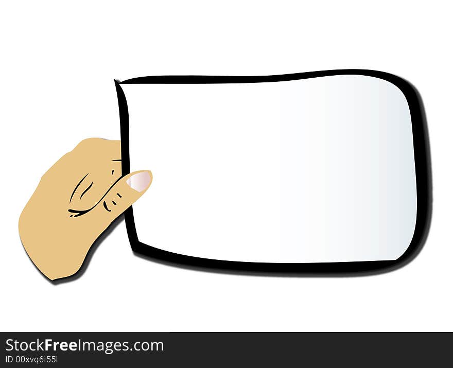 A hand holds a blank card for text or illustration. A hand holds a blank card for text or illustration.