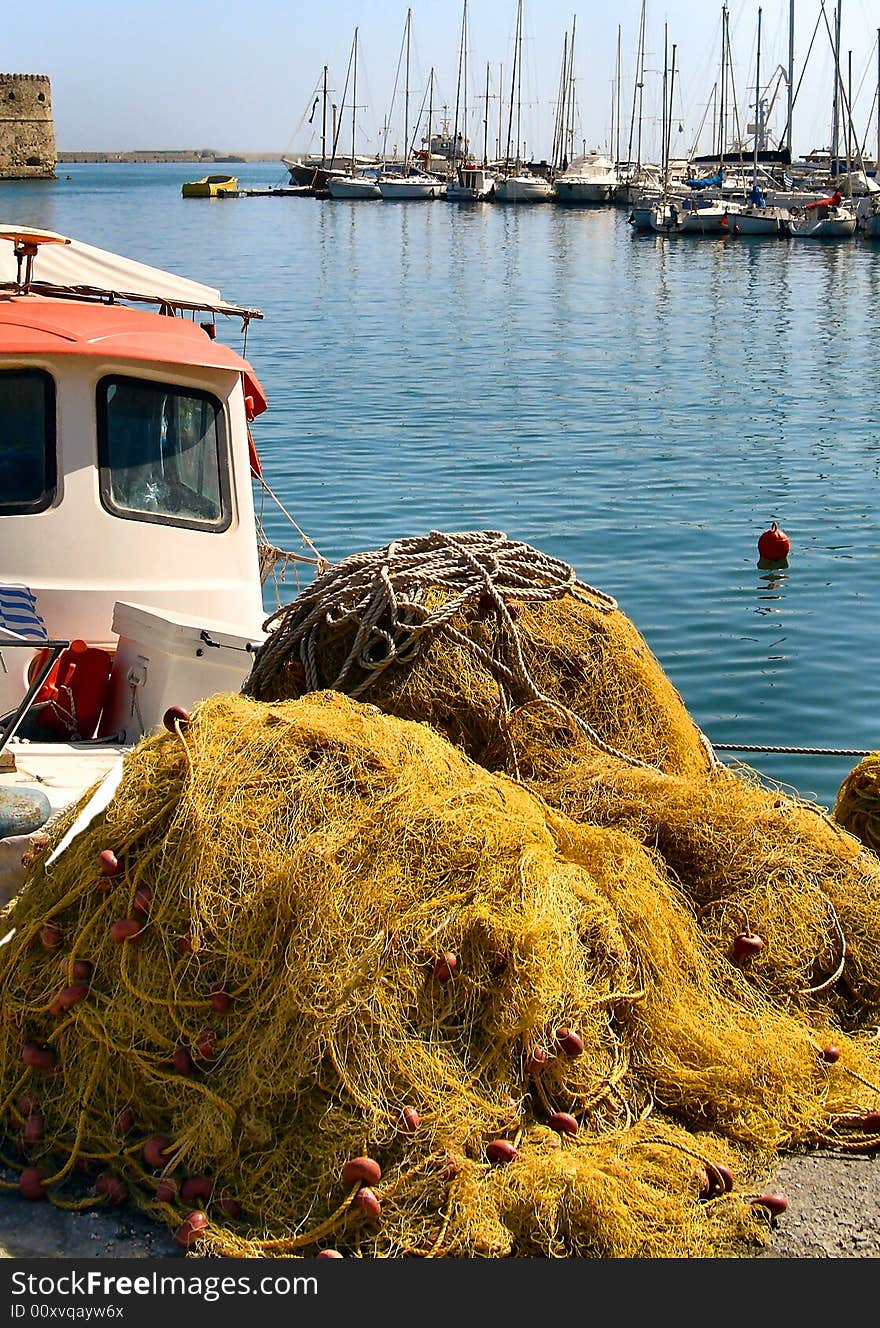 Fishnets in harbour